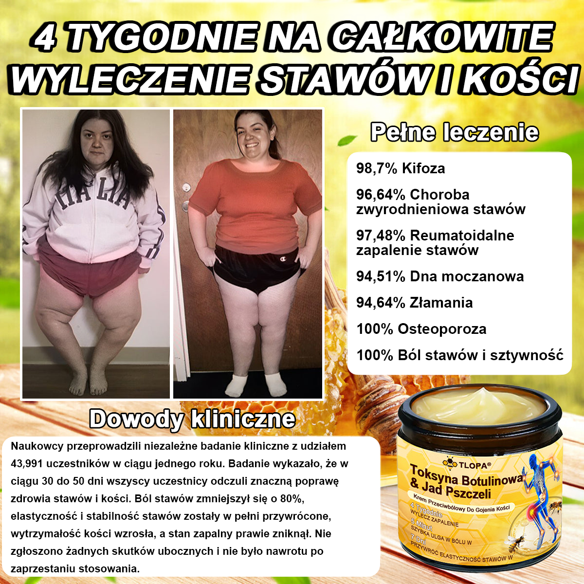 ✅ TLOPA® Przeciwbólowy krem wspierający regenerację kości z toksyną botulinową i jadem pszczelim 🐝🐝