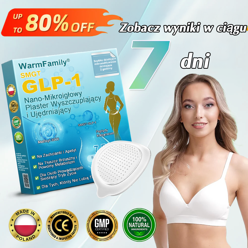 WarmFamily® SMGT-GLP-1 Nano Plaster z Mikronakłuciami z Kolagenem i Matrixylem 3000 ✅ | Klinicznie potwierdzone działanie na odchudzanie, zdrowie sercowo-naczyniowe, cukrzycę i inne problemy zdrowotne, polecany przez lekarzy 👨⚕️